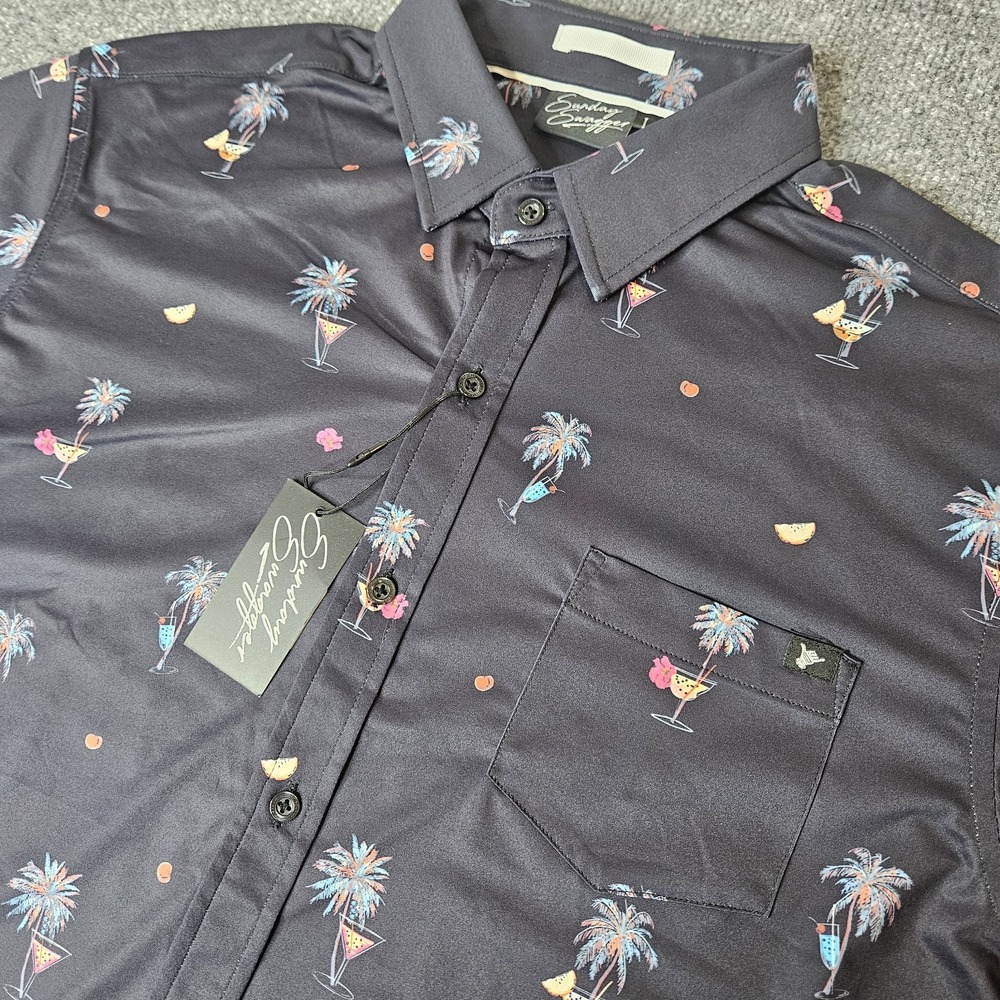 NWOT Sunday Swagger Mens Cocktail Hour Button Up Shirt Size Large Tropical